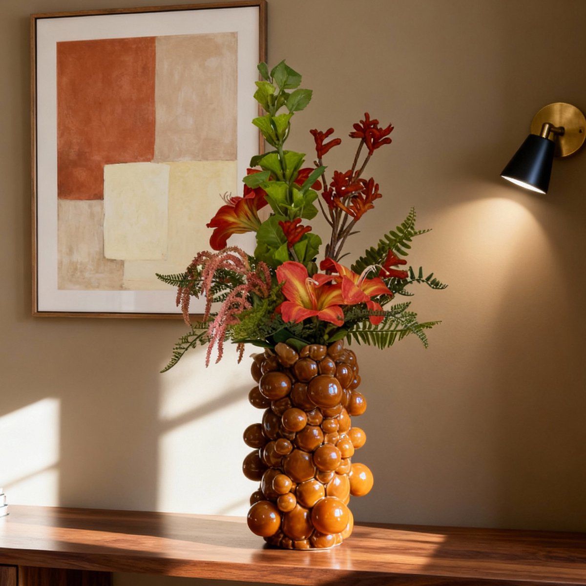 maxifleur Kunstplanten Kunst boeket Vivienne Madrid 55cm Oranje