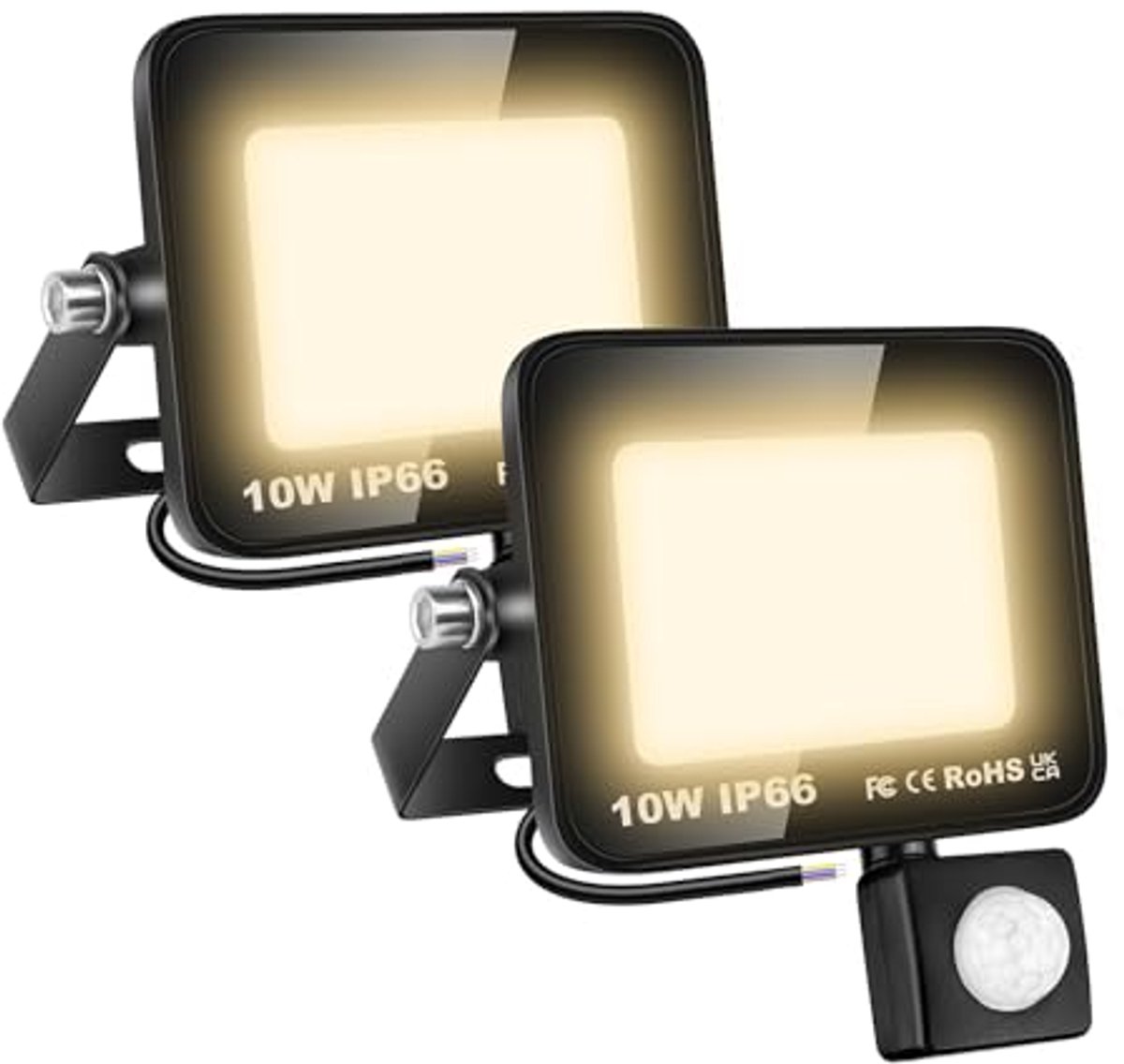 LED Buitenspot met Bewegingssensor - 10W 1000LM Warmwit - Waterproof