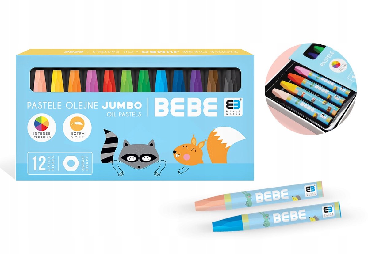 Interdruk Bebe Jumbo Oliepastels - 12 levendige kleuren