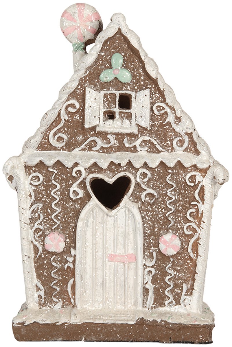 Gingerbread house met LED 14x9x21 cm Bruin Kunststof