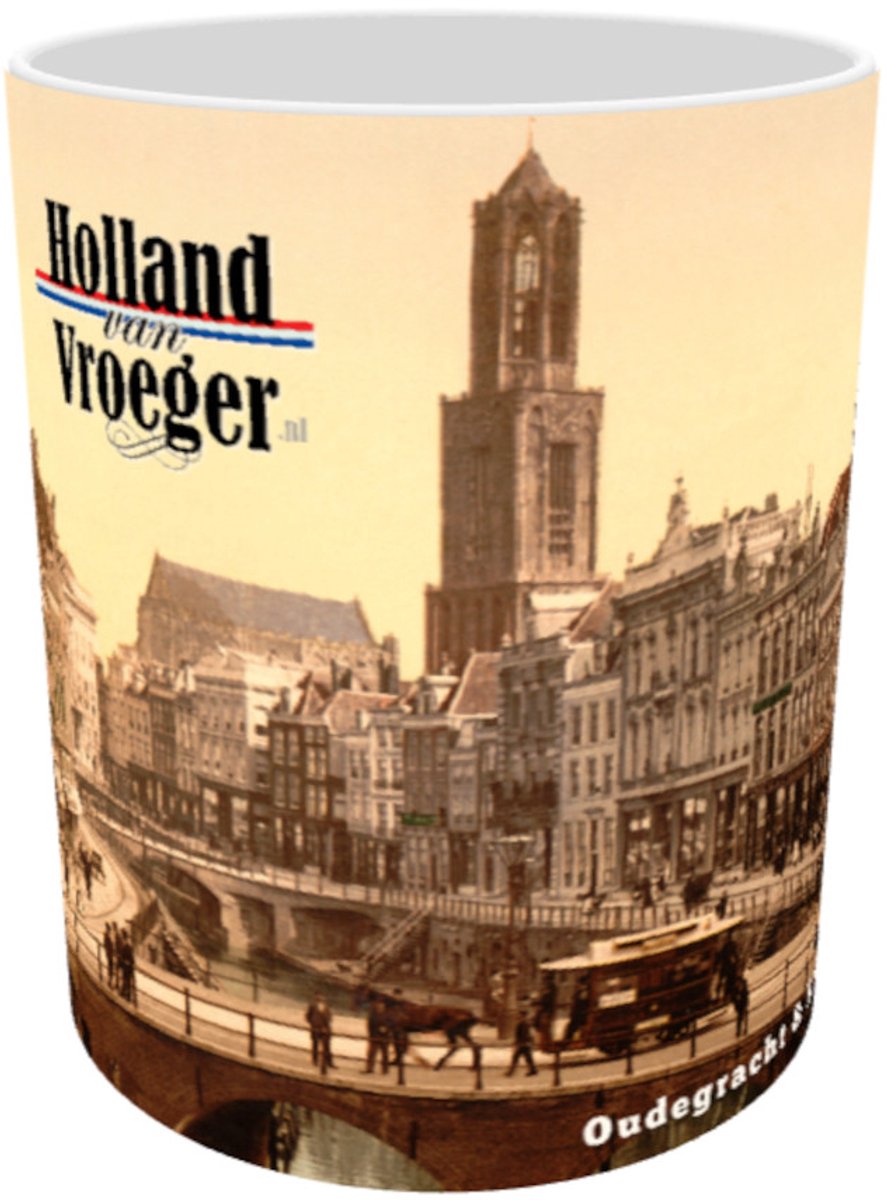Oud Stadsgezicht Utrecht Oudegracht en Dom - Oude Antieke Holland van Vroeger Foto Print op Mok - 330 ml