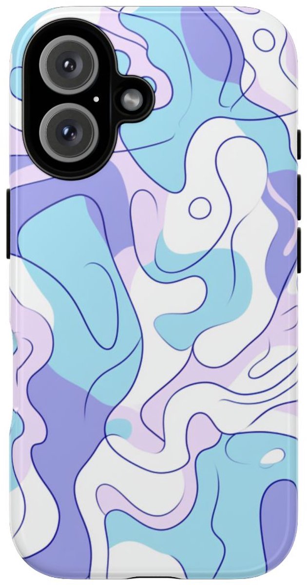 Abstract Blauw-Paars Lijnenspel – Telefoonhoesje Geschikt voor iPhone 16