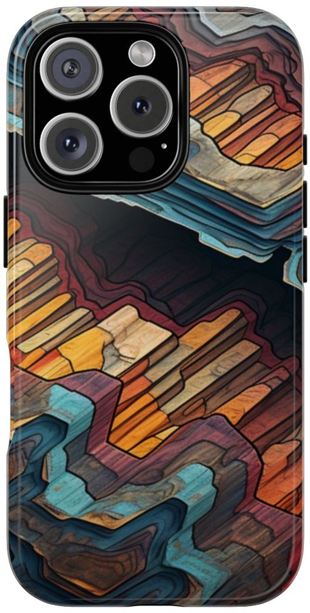 Gelaagde Abstracte Geologische Textuur – Telefoonhoesje Geschikt voor iPhone 16 Pro