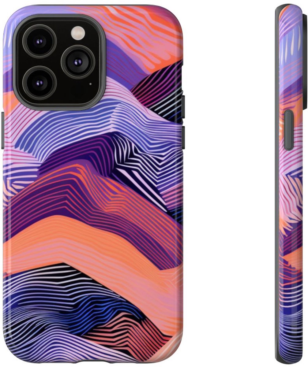 Abstracte Kleurrijke Golfpatronen – Telefoonhoesje Geschikt voor iPhone 14 Pro Max