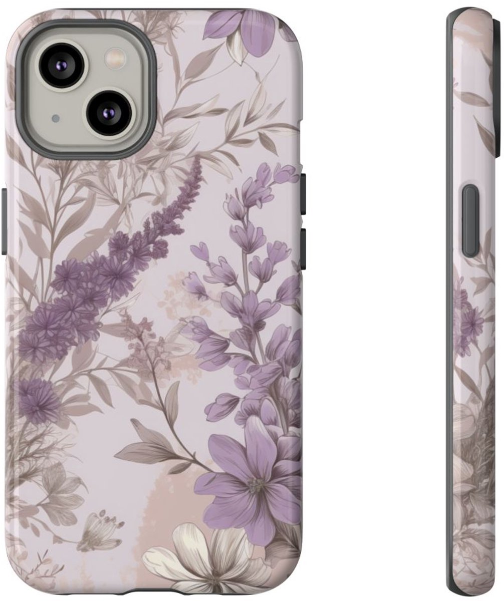 Lavendel Bloemenpatroon – Telefoonhoesje Geschikt voor iPhone 14