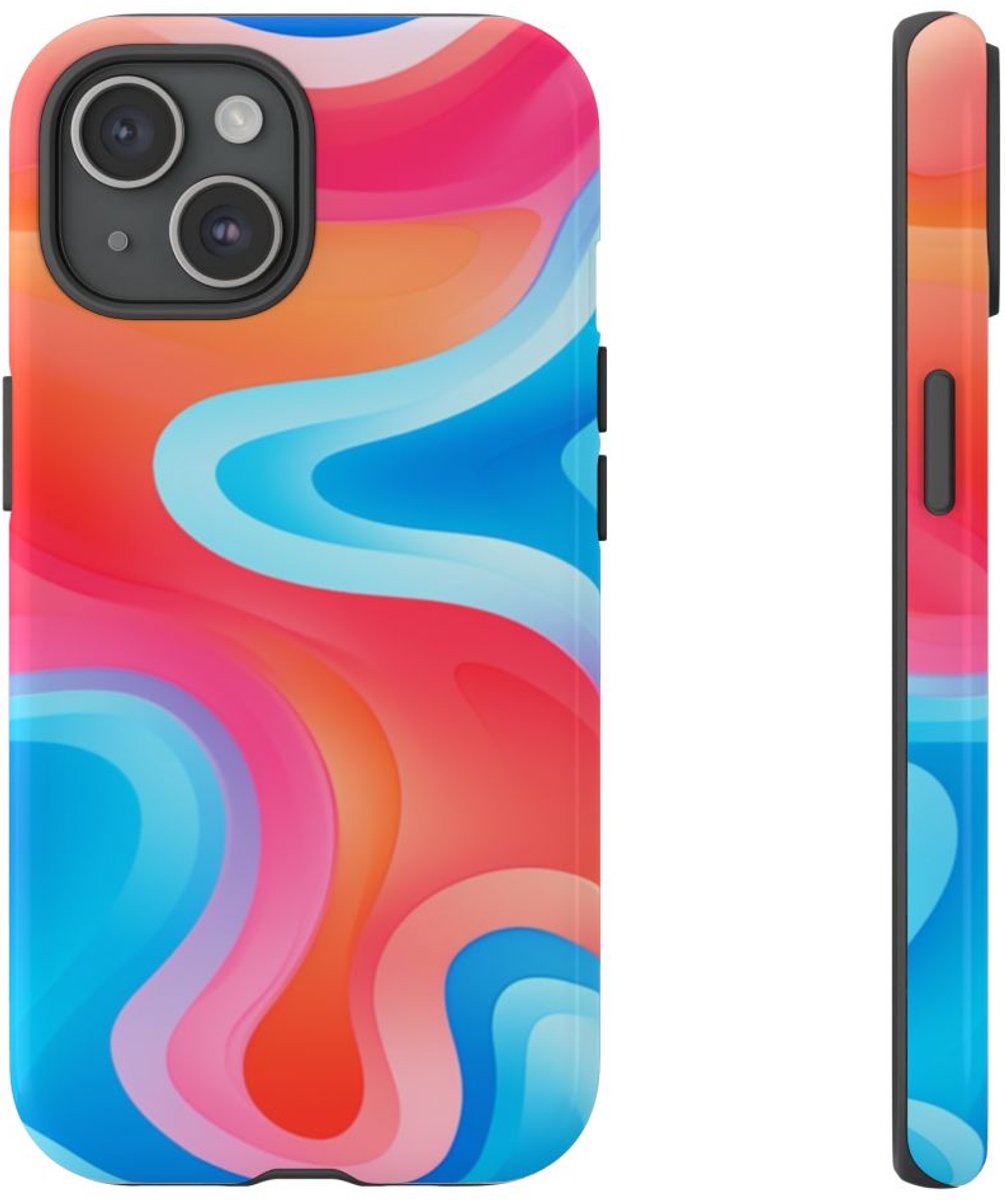 Kleurrijk Abstract Vormenpatroon – Telefoonhoesje Geschikt voor iPhone 15