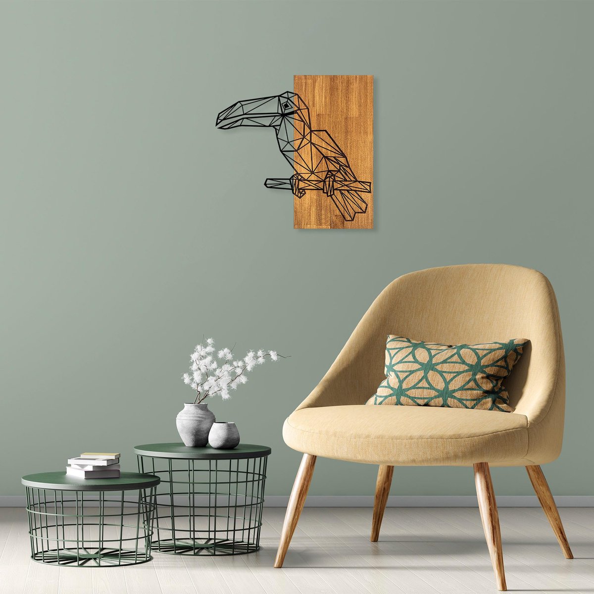 Azomor® Stijlvolle decoratieve houten wanddecoratie met metalen accenten