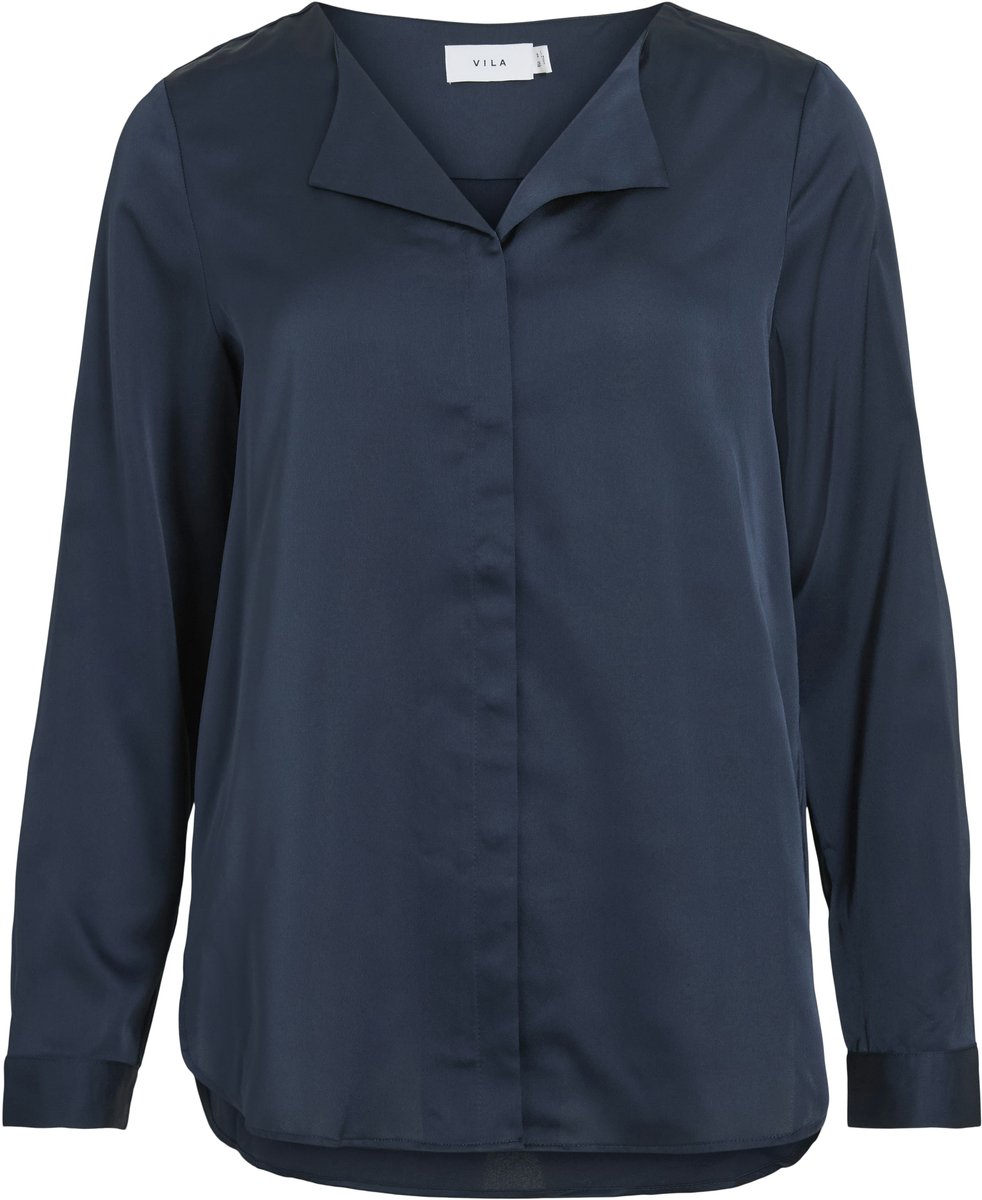 VILA - VIELLETTE V-NECK L/S SATIN SHIRT - NOOS - Dames - Blouses