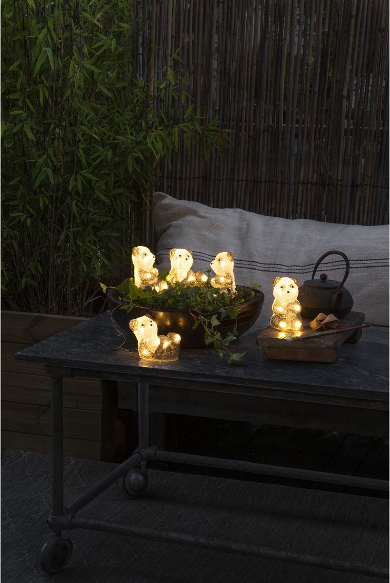 Konstsmide Verlichte pandaberen - 5x st - 8 x 11,5 cm - aan lichtsnoer - led lampjes - warm wit - dieren - kerstverlichting figuren – foto 3
