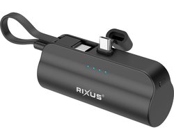 Rixus RXPB98B Mini Click-On Powerbank USB-C 5000mAh Black