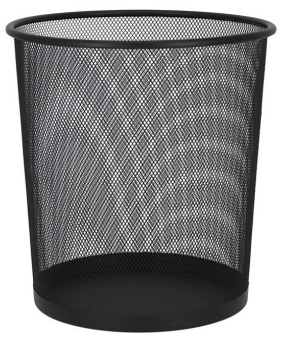 Gerimport Prullenmand - 9L - metaal - zwart - prullenbak - 19 x 23 x 27 cm