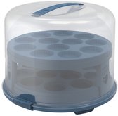 Fresh Cake cloche haute avec plateaux, plastique alimentaire (PP) sans BPA, bleu/transparent, (35,5 x 34,5 x 0 cm