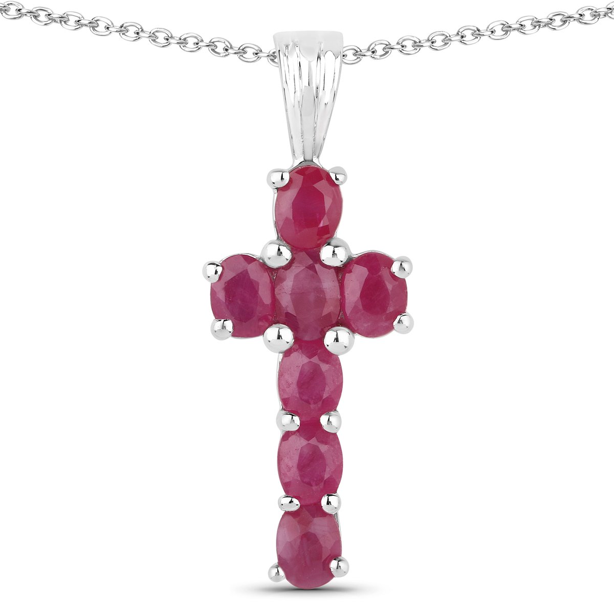 Vira Jewels Anhänger mit Kette 925-Sterling Silber rhodiniert Glänzend Rubin rot