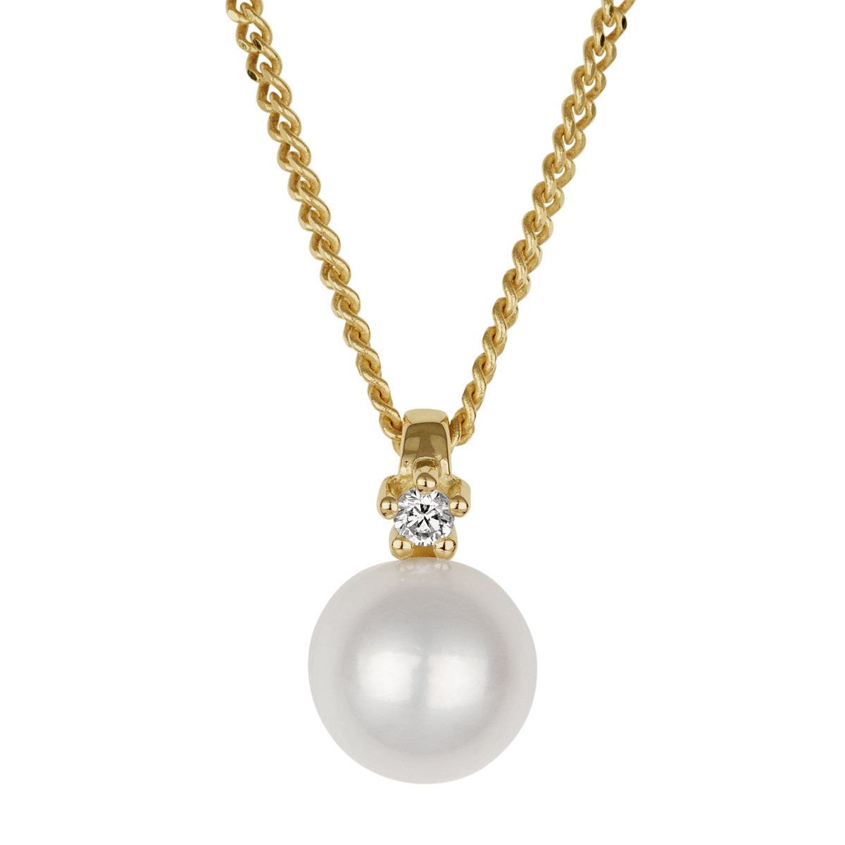 Orolino Halskette 585 Gold mit Brillant 0,03ct. + Perle weiß 6,5-7mm