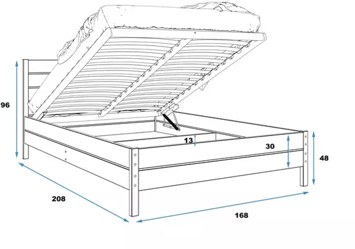 BMS - Continental Pine Frame - Black Duo 160 x 200 Set