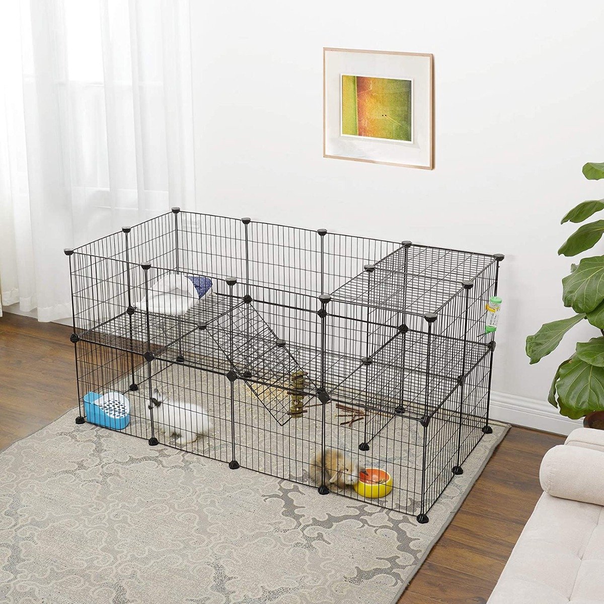 Hoppa! Verstelbare Ren voor kleine huisdieren - Groot - Zwart - Metaal - 143 x 71 x 73 cm thumbnail 4