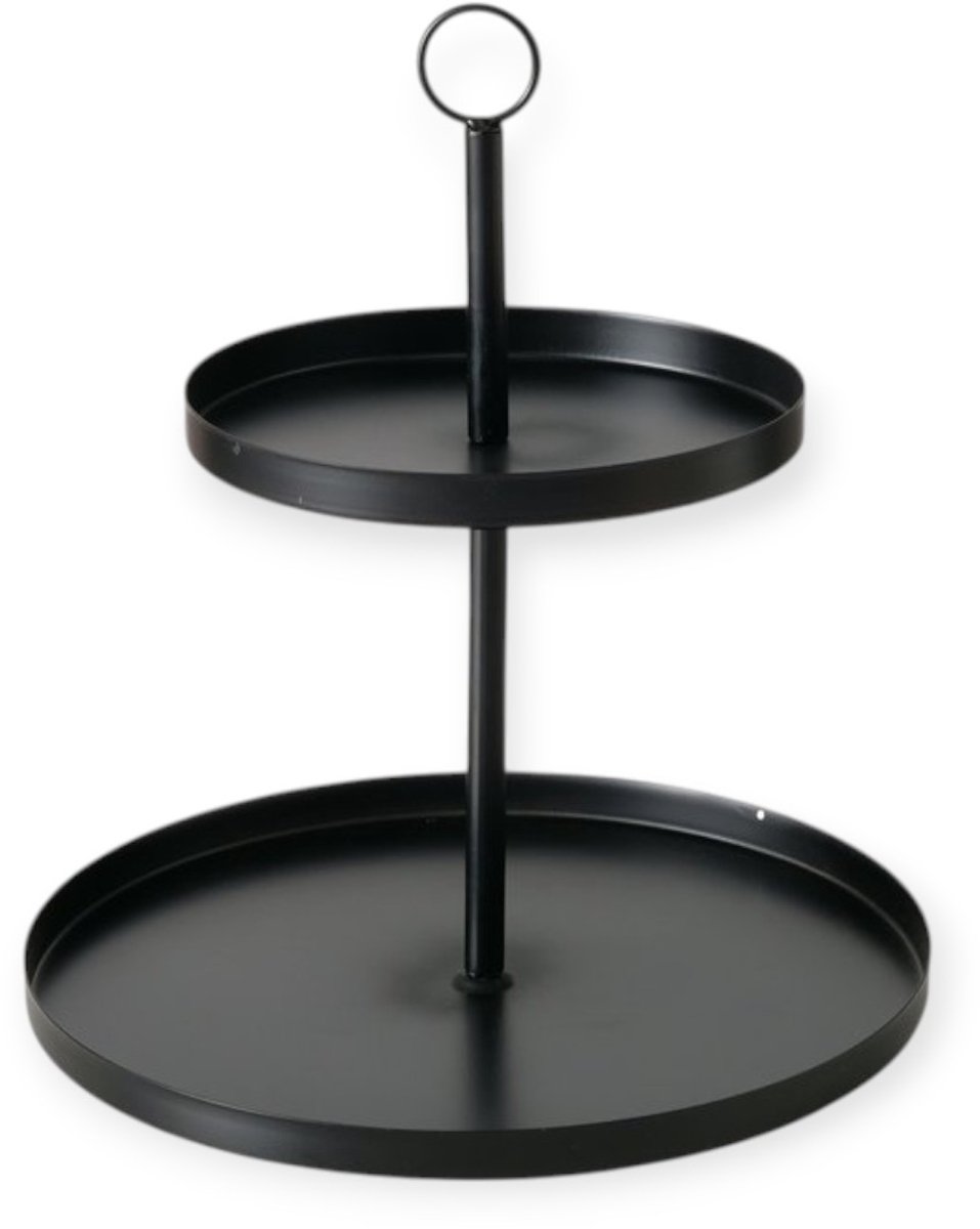 Boltze – Etagere – Tray – Metaal – Zwart – 2 lagen – 33x30 cm
