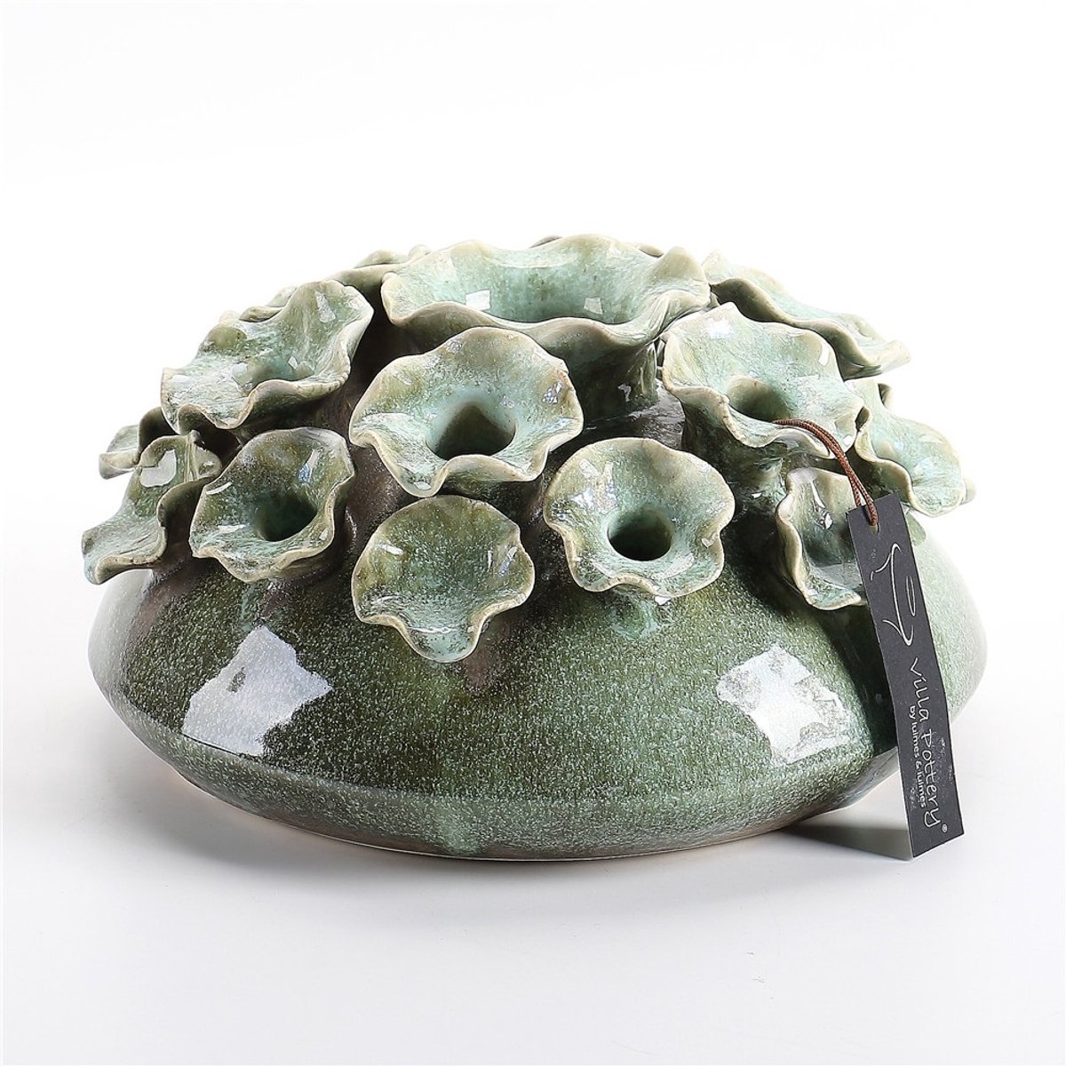 Villa Pottery Groene Bloemen Tuitvaas Suus D14xH12