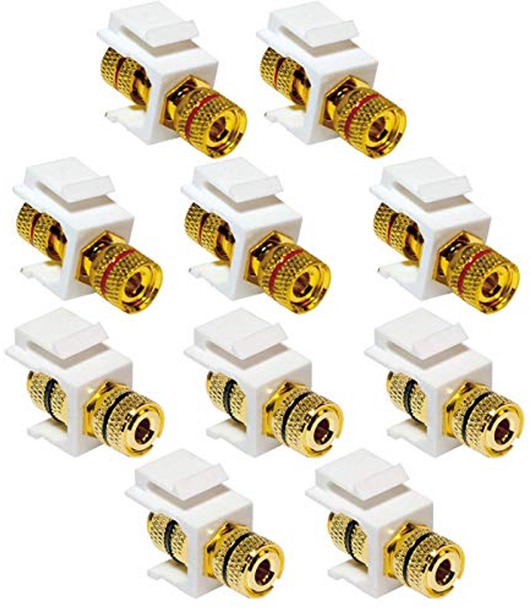 Keystone Jack Module Set met Kleurmarkering voor Luidsprekerbedrading - 5x Zwart en 5x Rood
