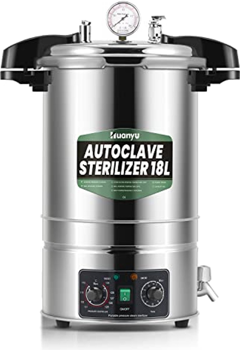 Image of 18 Liter Autoclaaf Sterilisator - Instelbaar voor Temperatuur en Tijd - Hogedruk Stoomsterilisatie voor Laboratorium en Onderwijs