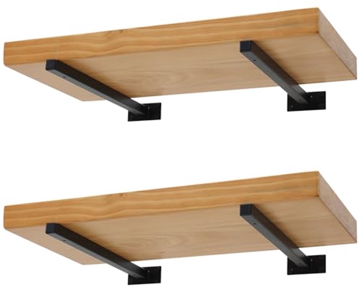 Wandplankhouders - 40 cm Swing Design, 4 Stuks, Zwart Metaal voor Wandmontage