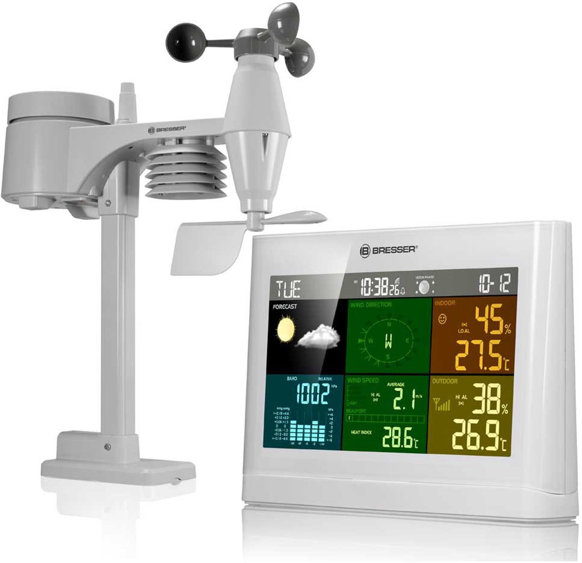 Bol.com Bresser Weerstation 5-in-1- Met Multifunctionele Buitensensor - Met Regen- en Windmeter - Wit aanbieding