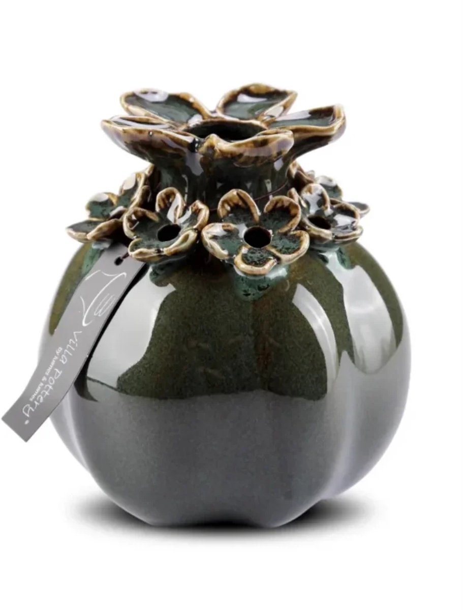 Villa Pottery Licht Groen Reactieve bloemenvaas Patricia 14x14x15