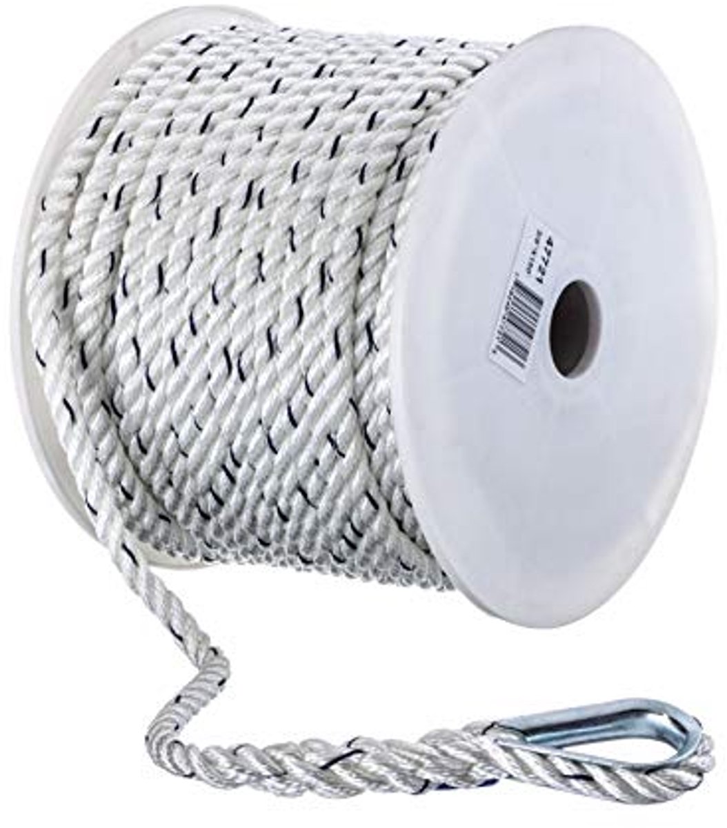 Premium ankertouw voor varen - 3-strengs gedraaide nylon ankerlijn, 1,5 cm x 300 meter