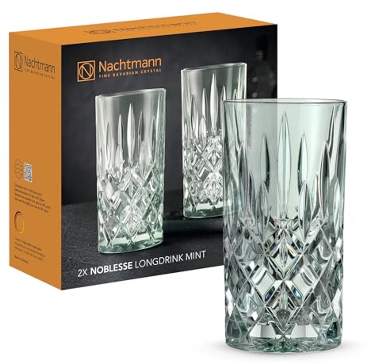 Elegant Groene Longdrinkglazen Set van Kristalglas - 395 ml - 2 Stuks