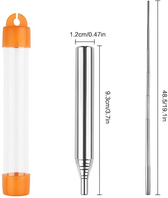 Telescopic Stroke Fire Tube - 2 Pieces - Blow Tube - Portable Folding Bearings - Fire Tools - Stainless Steel Bag - Cooking - Camping - Picnic — afbeelding 5