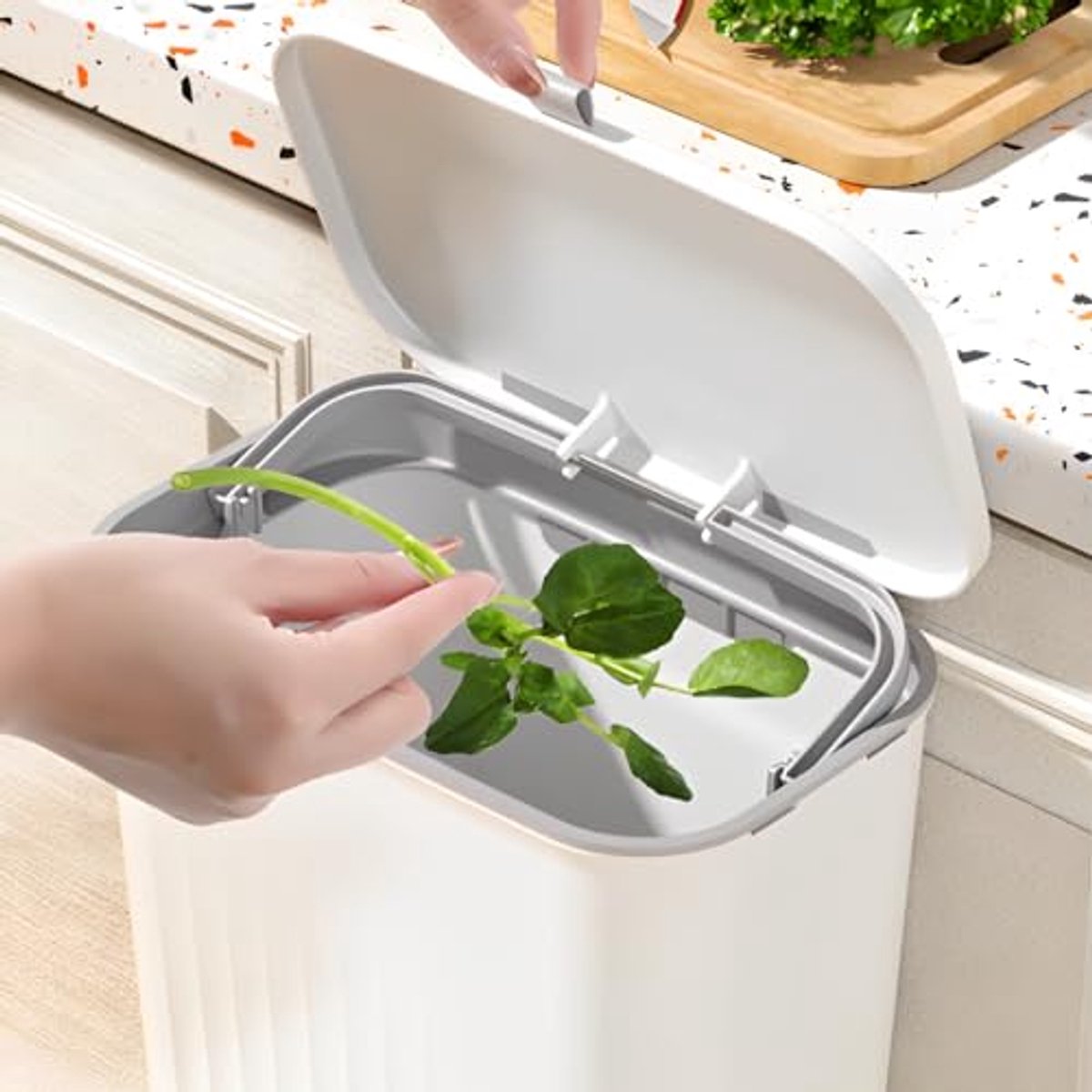 3-pack 12L Keuken Compostbak voor Onder de Gootsteen - Hangende Prullenbak met Deksel voor Badkamer, Slaapkamer, Kantoor en Camping
