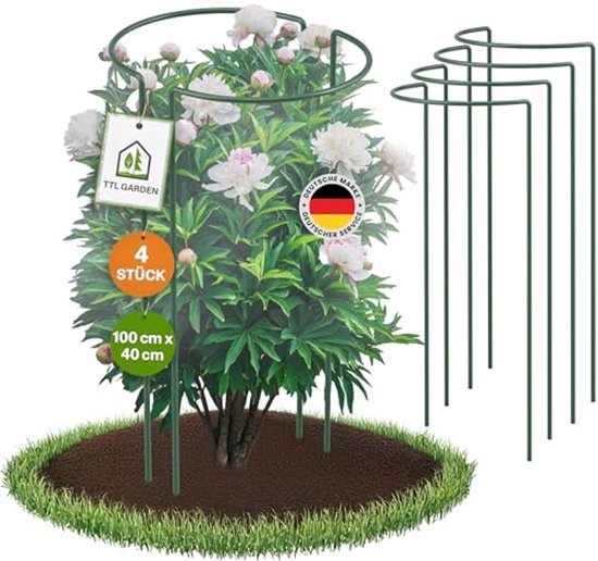 MSUIINT 3 stuks metalen plantensteunpalen, ronde plantensteun, rond raster, metalen steunframe, plantensteunframe voor roos - 47,5 cm
