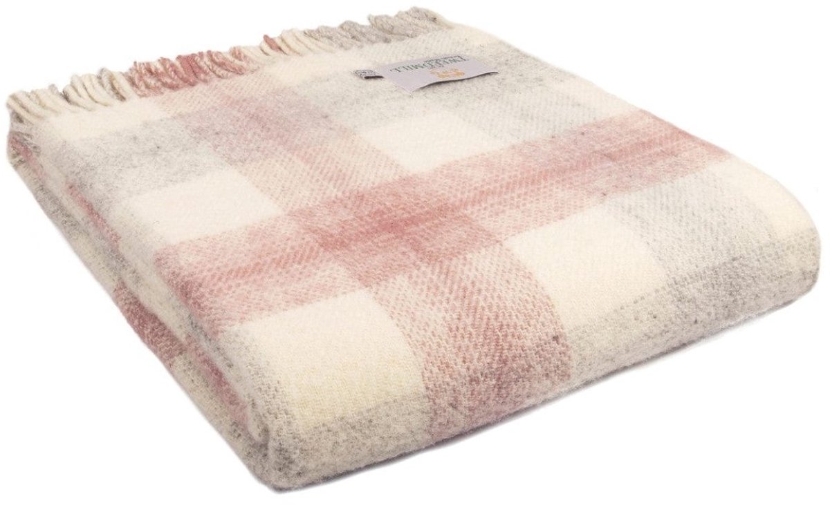 Tweedmill Plaid Meadow Dusky Roze - 150x183 - Nieuw Wol - Tweedmill UK Wit