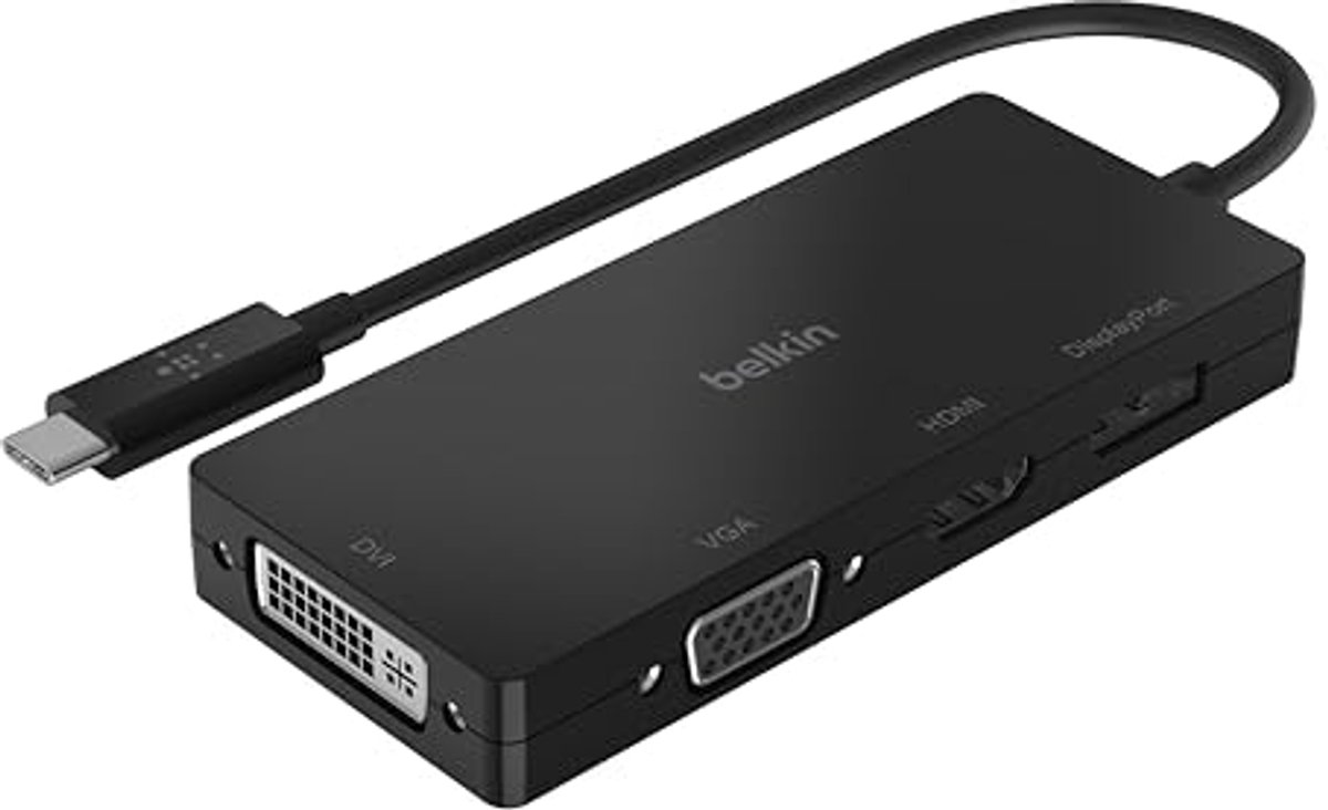 Multi-port USB-C video adapter met HDMI, VGA, DVI en DisplayPort voor laptops