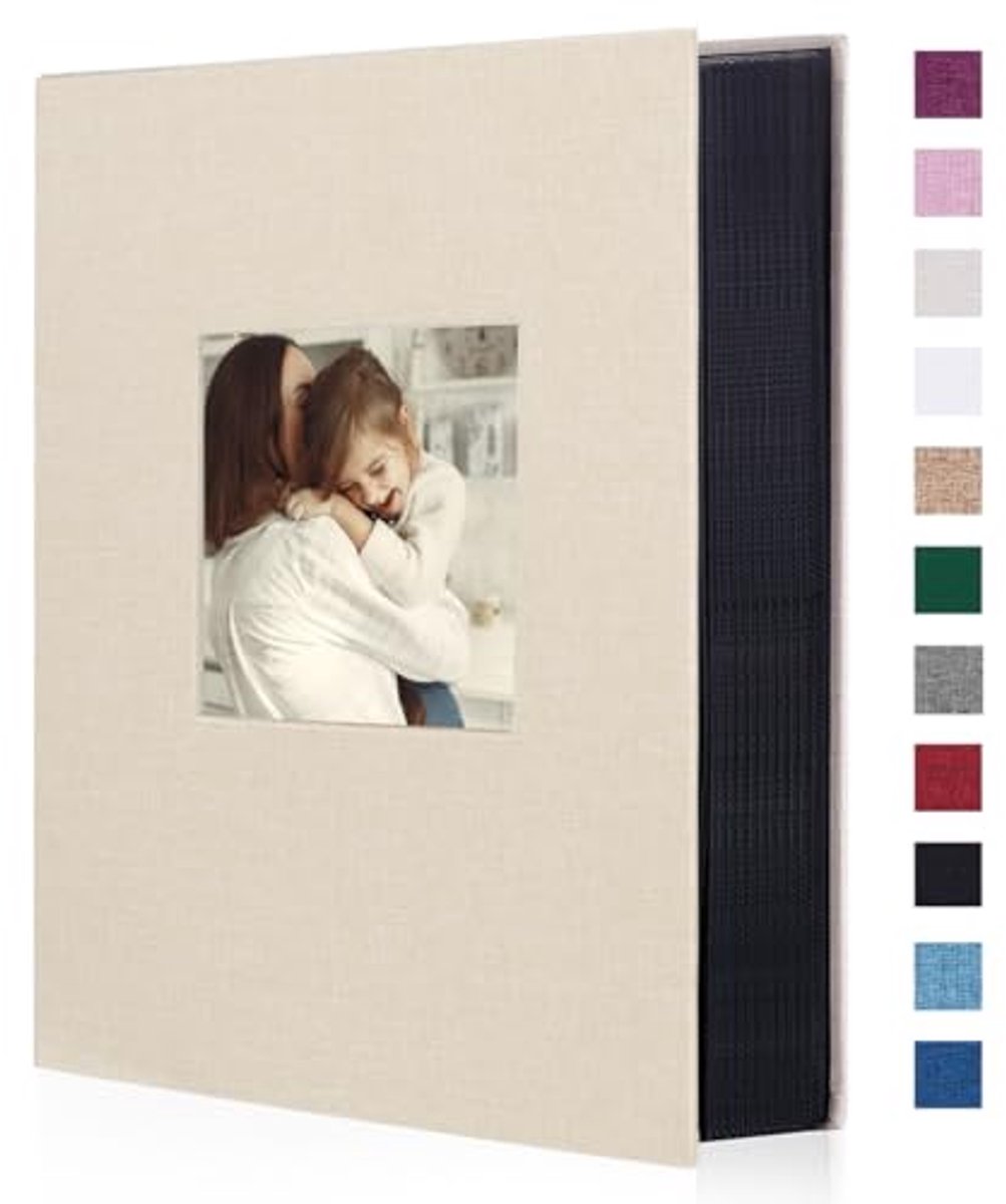 Fotoalbum 6 x 4 voor 300 foto's - Beige linnen album boek voor bruiloft, jubileum en familie