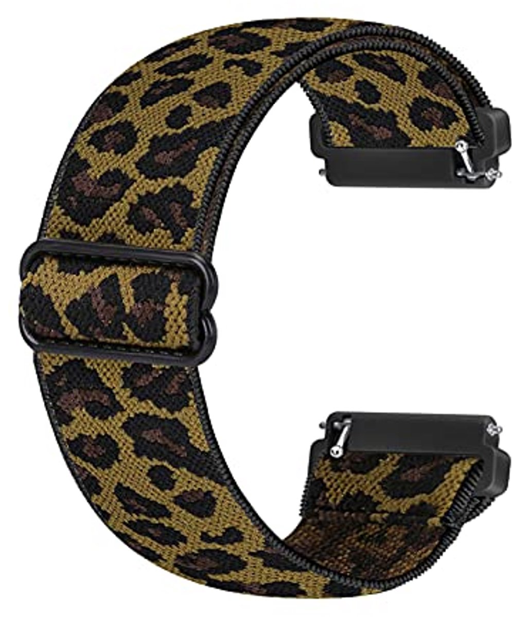 Elastic Vervangband voor Fitbit Versa, Versa Lite en Versa 2 - Zacht Nylon Sporthorloge (Luipaard)