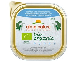 18x Almo Nature Bio Organic Hondenvoer Nat Puppy Kip en Melk 300 gr
