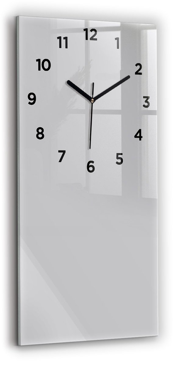 Wallfluent Wandklok - Lichtgrijs Glazen Klok Rechthoekige - 30 cm x 60 cm - Lichtgrijs Wandklok - Zwarte Handen - Wandklok Met Cijfers - Kinder Wandklok Glas - Rechthoekige Glas Klok - Industrieel Wandklok - Rechthoekige Glazen Wandklok