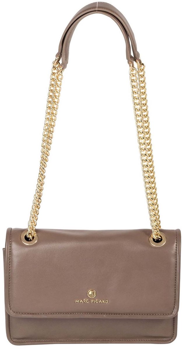 Marc Picard Leren schoudertas Umbria Shoulder Bag with Metal Strap Taupe