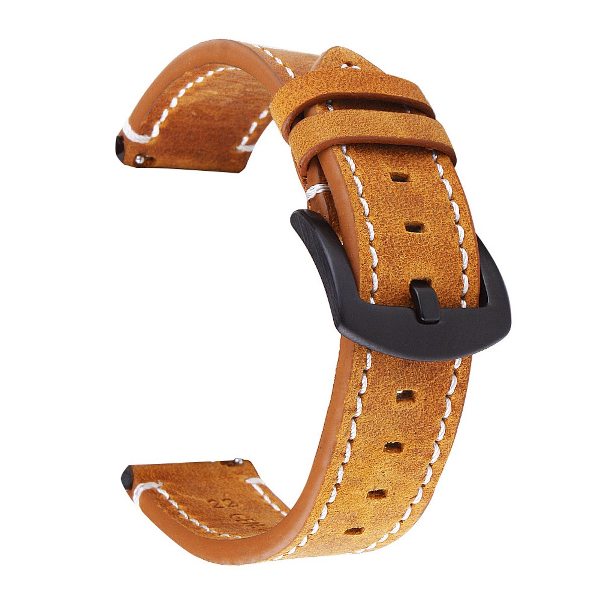 Smartwatch leren horlogeband - Geelbruin - 20 mm