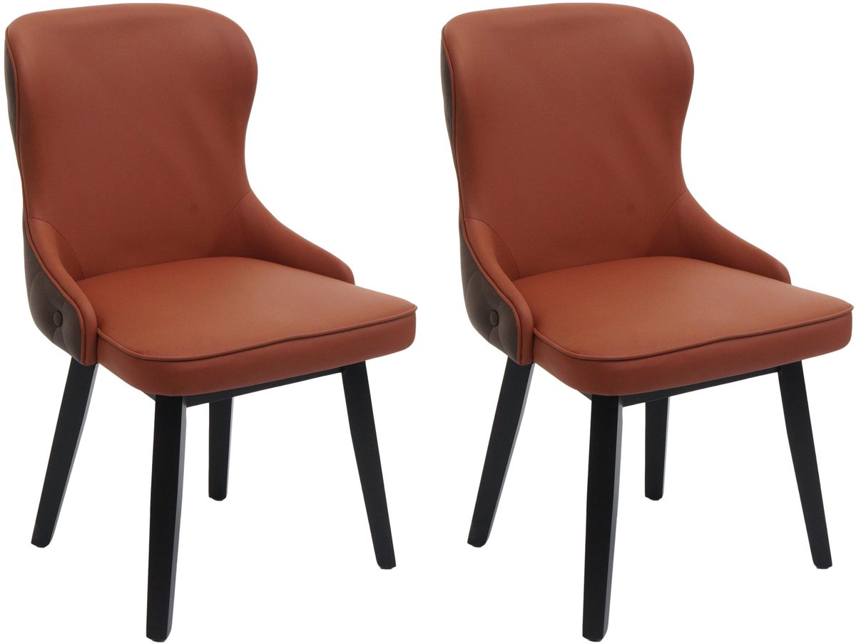 Set van 2 eetkamerstoelen MCW-M60, gestoffeerde stoel, keukenstoel, fauteuil, stof/textiel, massief hout ~ terracottabruin