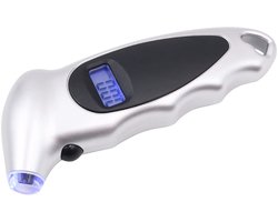 Digitale Bandenspanningsmeter, 150PSI 4 Instellingen voor Auto's, Vrachtwagens en Fietsen, Verlicht LCD en Antislip Handgreep - Zilver
