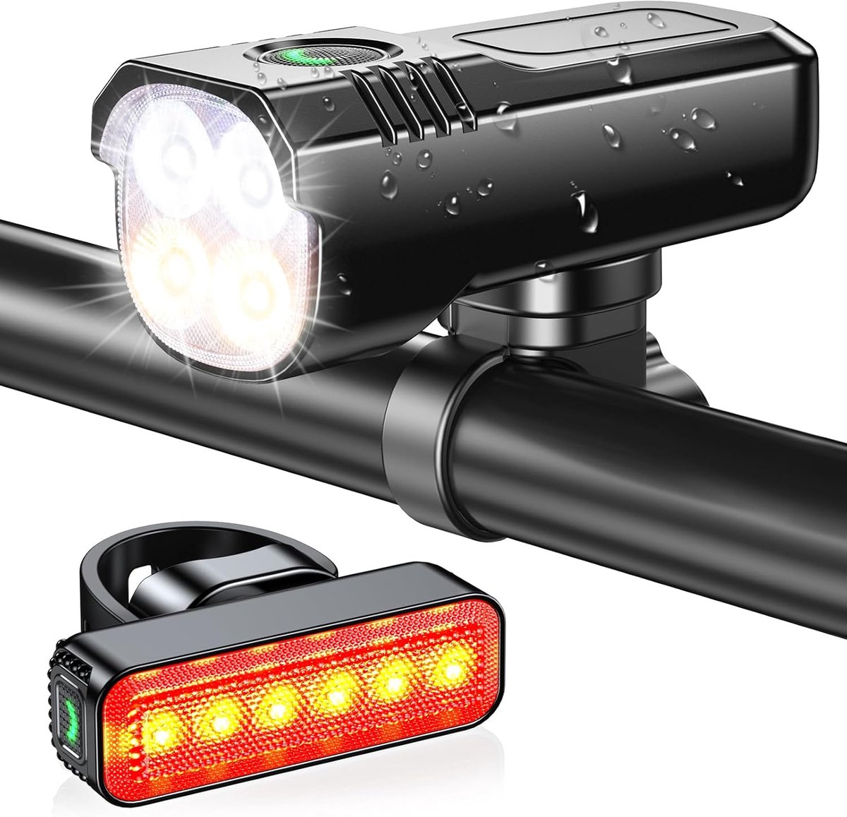 Fietsverlichting LED 1300 lumen - 8+6 modi - Koplamp & Astigmatisme - Waterdicht IP65 - USB oplaadbaar - MTB Racefiets