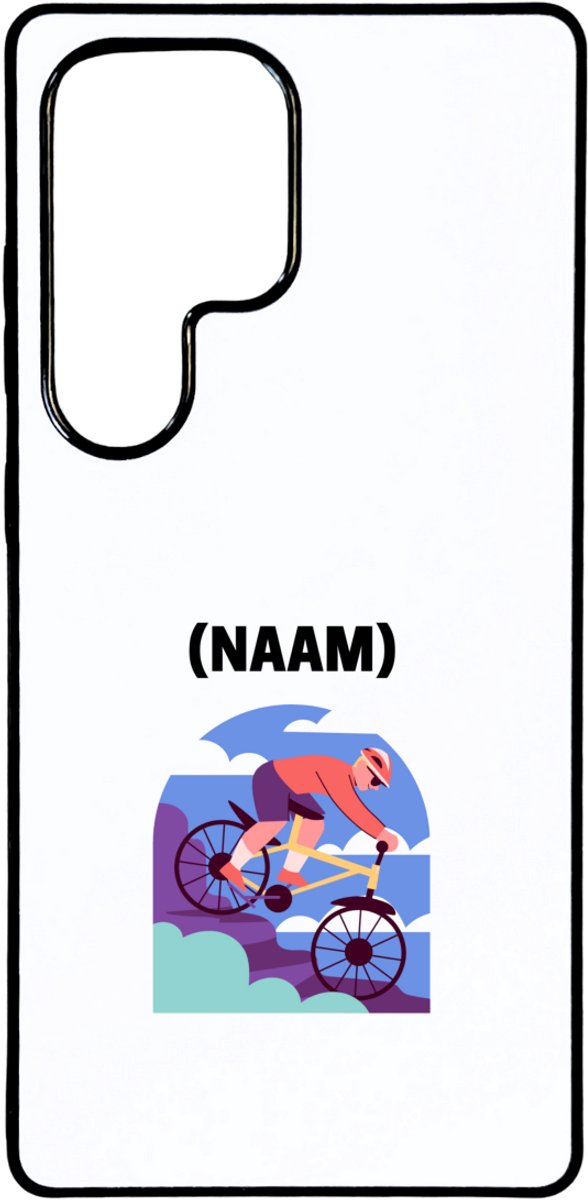 Hacebo® - Mountainbike met eigen naam telefoonhoesje - Sport - Mountainbiker - telefoonhoesjes - Sport - hoesje geschikt voor Samsung Galaxy S25 Ultra