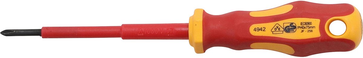 BGS VDE-Schroevendraaier Kruiskop PH0 Bladlengte 75 mm - 4942