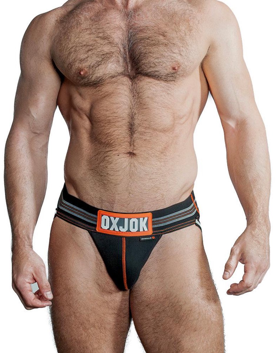 Oxjok Slingjock - Upthrust Slider Jockstrap - Ingebouwde Cockring - Met opbergvakje - Black Iron L