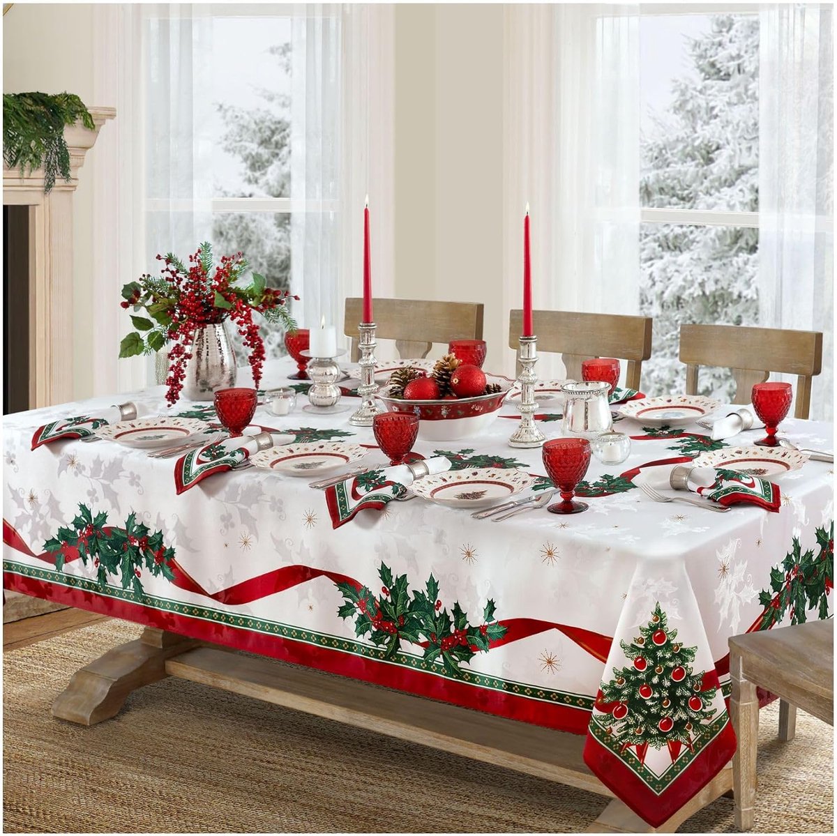 Kerst stoffen tafelkleed, feestelijke tafeldecoratie, meubelmode, rechthoekig, 140x180cm
