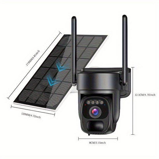 4G LTE Beveiligingscamera – Surveillance Camera – Buiten Camera – Draadloze Camera – Mobiele Beveiliging – 2 Stuks Met 32GB SD & SIM Kaart – 2K Kleurennachtzicht – 360° Draaibare Live View — afbeelding 4
