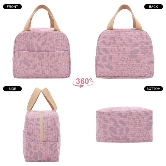 Lunchtassen voor kinderen - lunchtas lunchtas herbruikbaar - Lunchtassen - Lunchtassen voor dames en heren - 6 l mini koeltas - kleine geïsoleerde picknicktas - voor werk - school - picknick - reizen (roze) van Perfewoo — afbeelding 4
