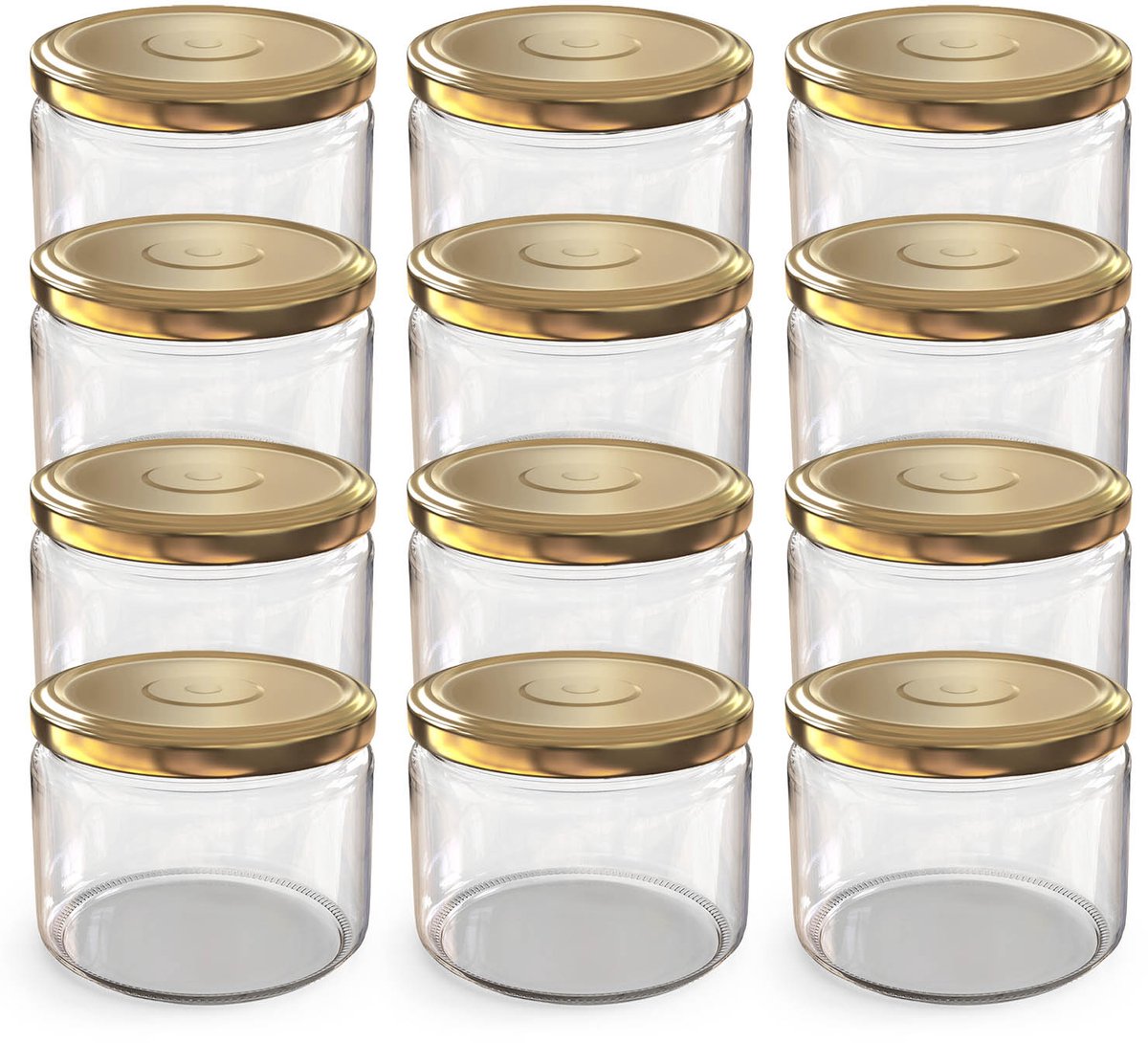 Oputec 12x 282ml inmaakpotten / voorraadpotten TO Ø 82 mm– glazen jampotten – metalen schroefdeksel goud – conservenpotten